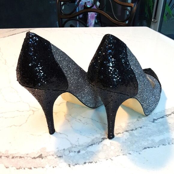 Moda Spana Heels Vero Cuoio Sparkly 4.5" Heel Black Silver S 8 - Picture 4 of 13